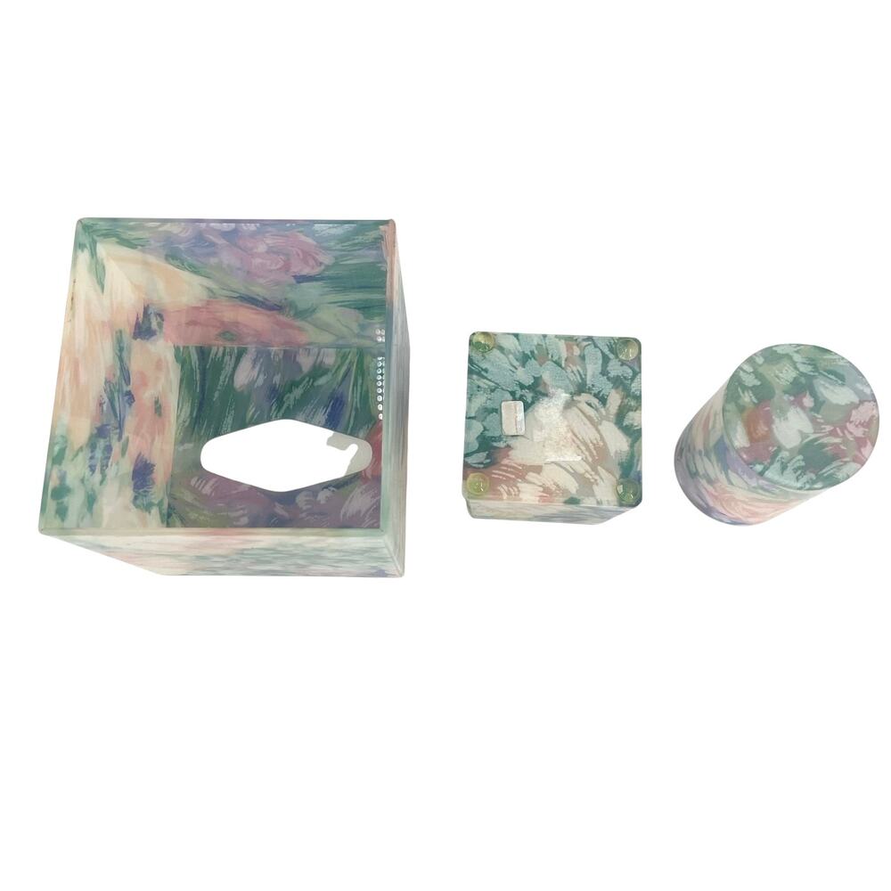 Vintage Springs Caprice 4 piece floral pastel acrylic bathroom set - Picture 7 of 10